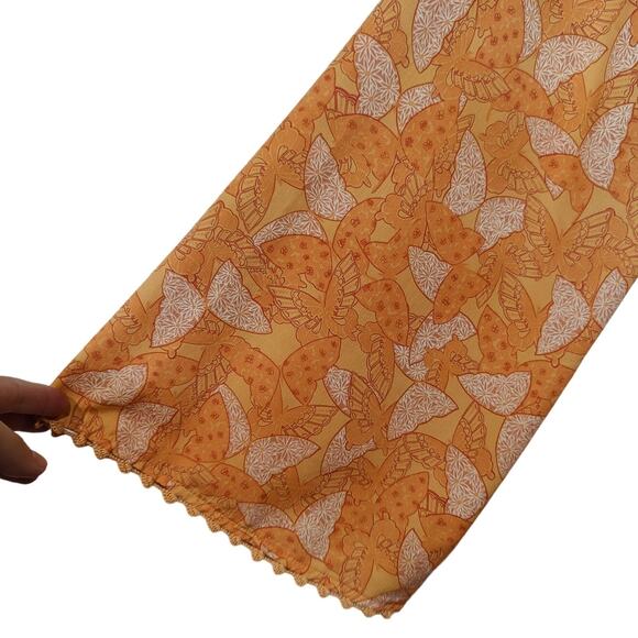 Cabernet Woman Plus Sz 1X Floral Kimono Robe Orange Green Butterfly Art To Wear - Picture 6 of 11